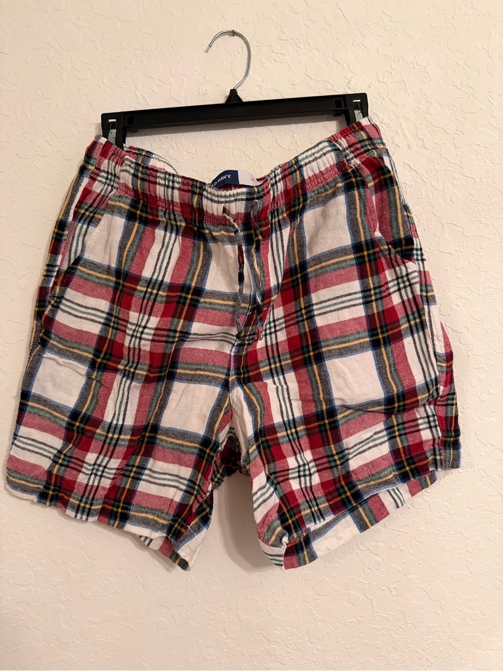 Old Navy Men’s Medium Plaid Flannel Pajama Shorts Red Green Christmas